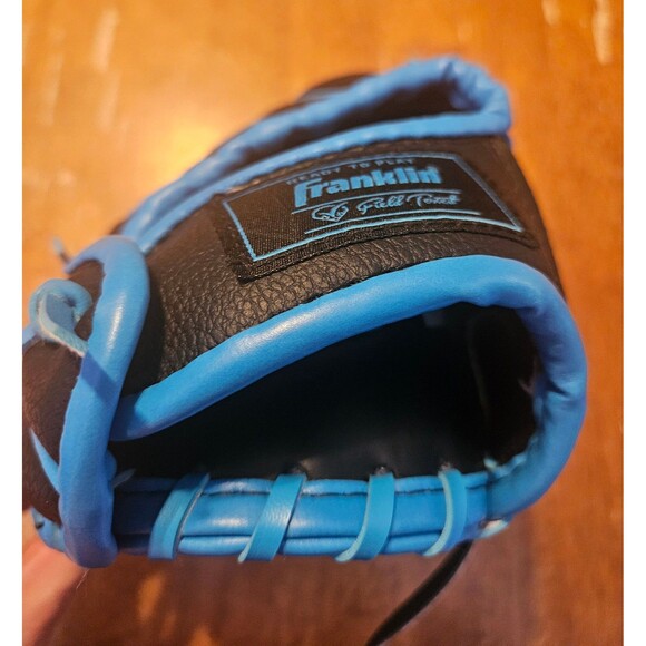 Youth Franklin Baseball Glove Blue and Black Inferno Dura-Bond Lacing - Picture 8 of 8